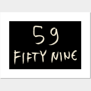 Hand Drawn Letter Number 59 Fifty Nine Posters and Art